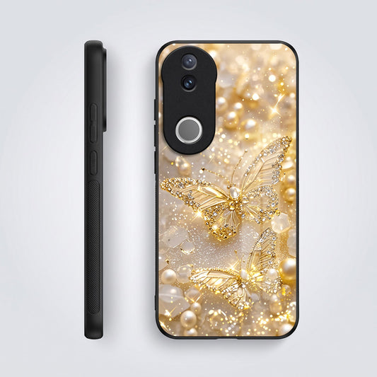 Vivo V50 5G Golden Butterfly Acrylic Glass Back Case