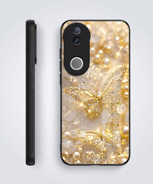 Vivo V50 5G Golden Butterfly Acrylic Glass Back Case