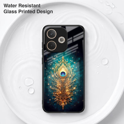Oppo A5 Pro 5G Golden Peacock Feather Acrylic Glass Back Case