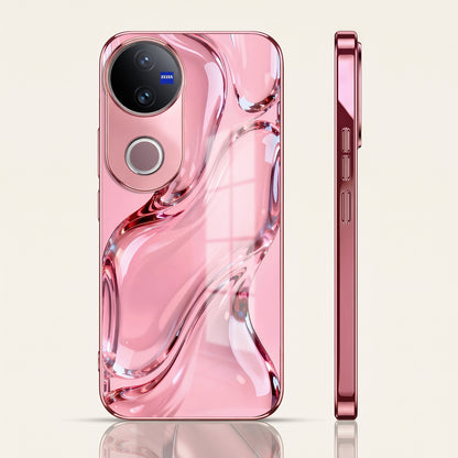 Vivo V50 5G Crystal Wave Energy Pink Electroplated Glass Phone Back Case