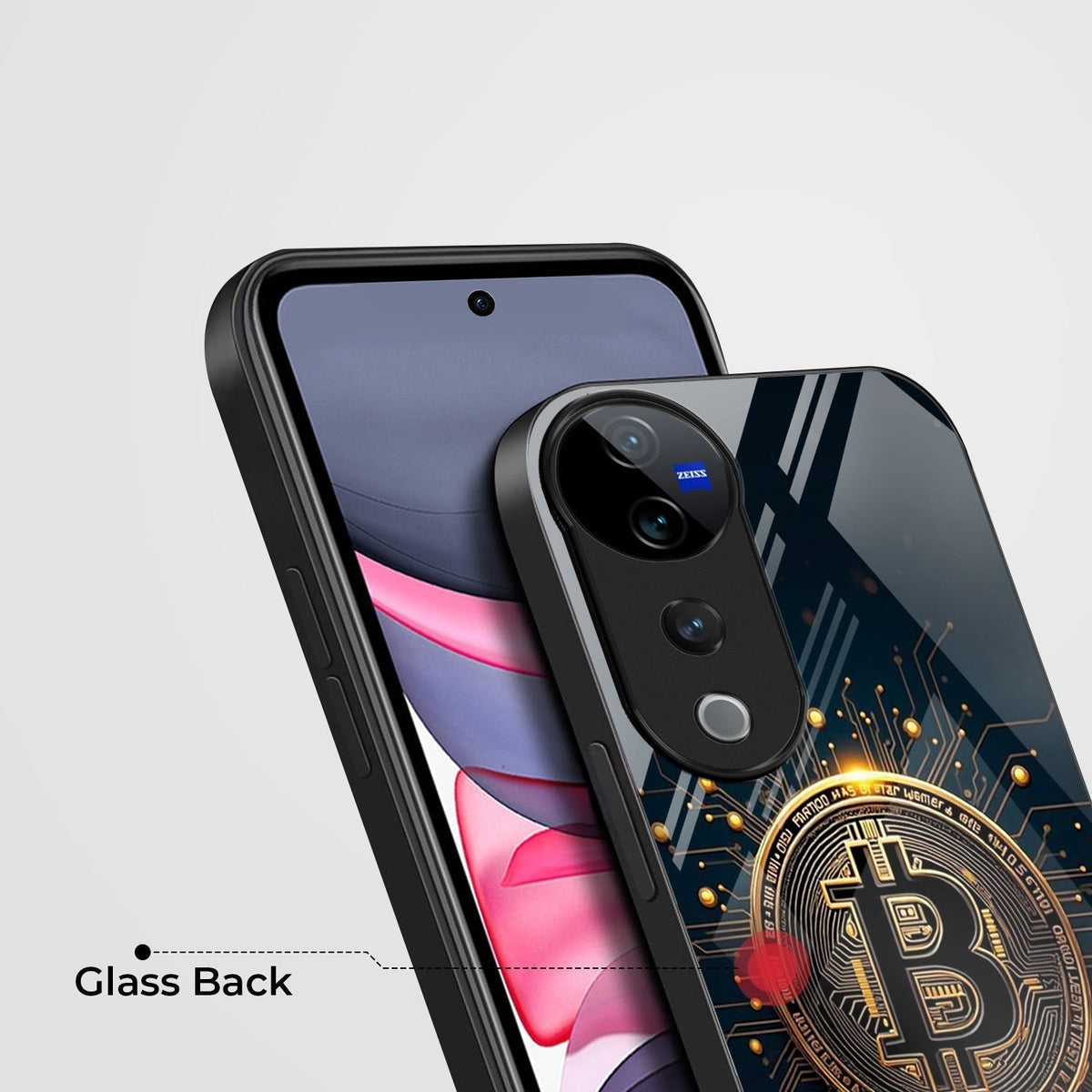 Vivo V40 Pro 5G Premium Acrylic Shockproof Glass Back Case (Bitcoin Armor)