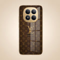 Redmi Note 15 Pro+ 5G LV Brown Monogram Gold Electroplated Glass Phone Back Case