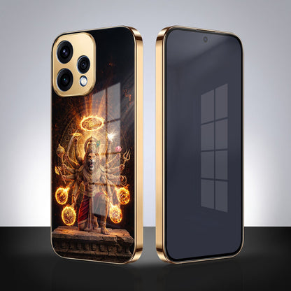 Oppo Reno 15 5G Lord Narasimha Gold Electroplated Glass Phone Back Case