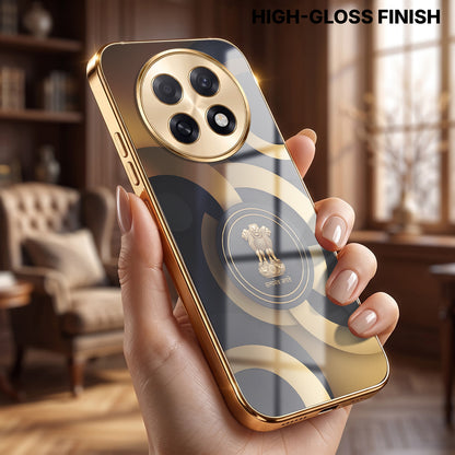 Oppo F31 Pro+ 5G Royal Emblem Gold Electroplated Glass Phone Back Case