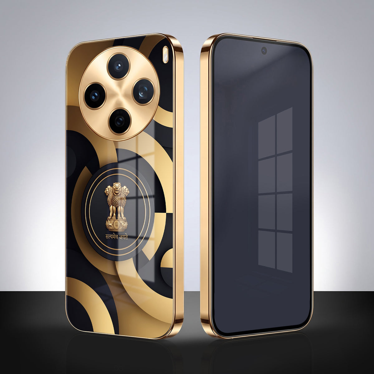 Vivo X200T 5G Royal Emblem Gold Electroplated Glass Phone Back Case