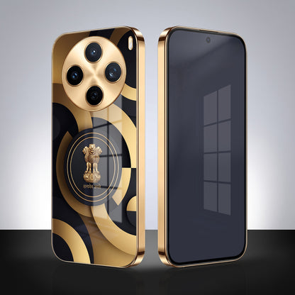 Vivo X200T 5G Royal Emblem Gold Electroplated Glass Phone Back Case