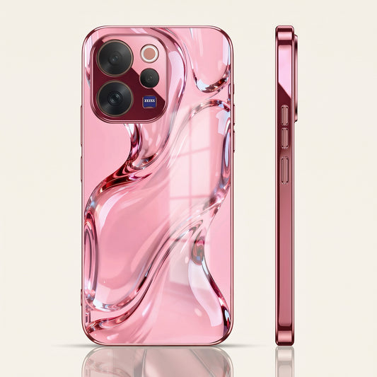 Vivo V70 5G Crystal Wave Energy Pink Electroplated Glass Phone Back Case