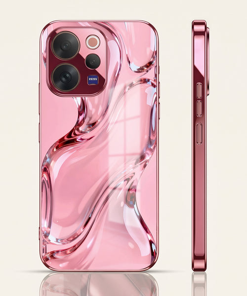 Vivo V70 5G Crystal Wave Energy Pink Electroplated Glass Phone Back Case