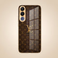 Vivo V70 FE 5G LV Brown Monogram Gold Electroplated Glass Phone Back Case