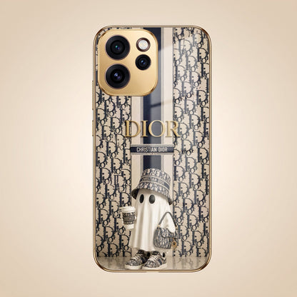 Oppo Reno 15 Pro Mini 5G Luxury Dior Gold Electroplated Glass Phone Back Case