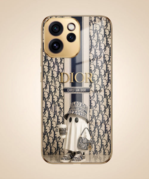 Oppo Reno 15 Pro Mini 5G Luxury Dior Gold Electroplated Glass Phone Back Case