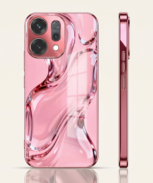 Oppo Reno 14 5G Crystal Wave Energy Pink Electroplated Glass Phone Back Case