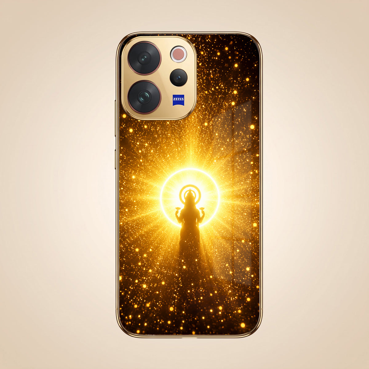 Vivo V70 5G Lakshmi Sacred Gold Electroplated Glass Phone Back Case