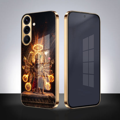 Samsung Galaxy A56 5G Lord Narasimha Gold Electroplated Glass Phone Back Case