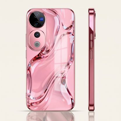 Vivo V40 Pro 5G Crystal Wave Energy Pink Electroplated Glass Phone Back Case