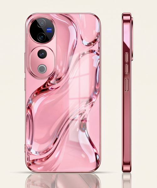 Vivo V40 Pro 5G Crystal Wave Energy Pink Electroplated Glass Phone Back Case