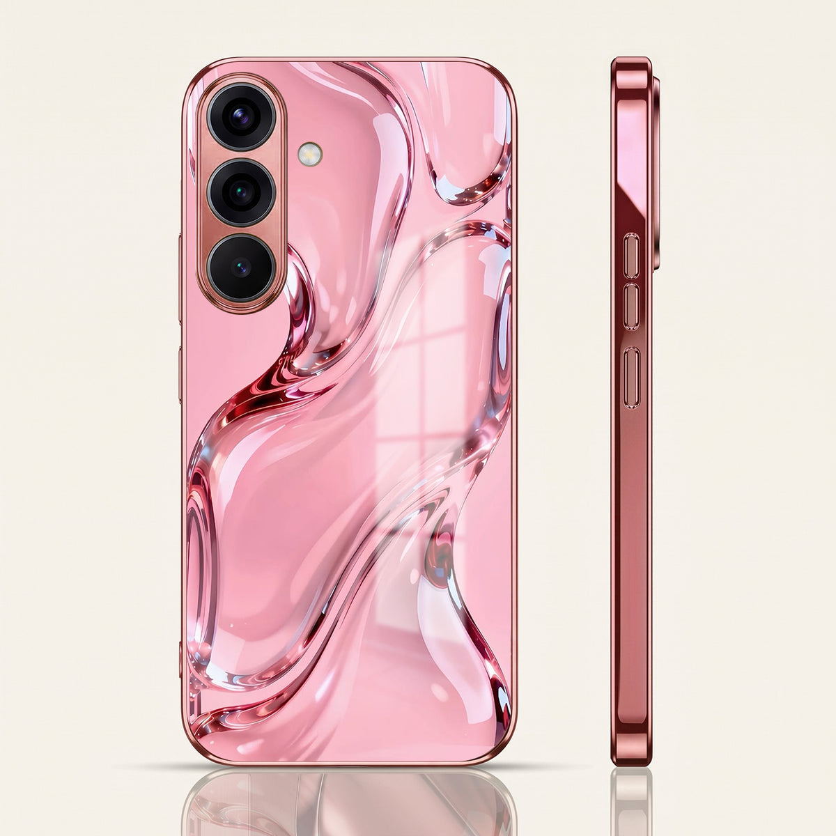 Samsung Galaxy A36 5G Crystal Wave Energy Pink Electroplated Glass Phone Back Case