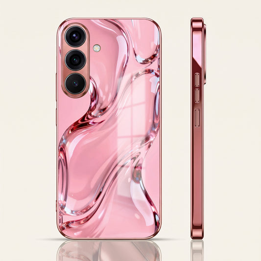 Samsung Galaxy A36 5G Crystal Wave Energy Pink Electroplated Glass Phone Back Case
