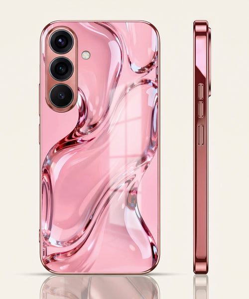 Samsung Galaxy A36 5G Crystal Wave Energy Pink Electroplated Glass Phone Back Case