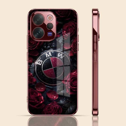 Vivo V70 5G BMW Logo Burgundy Electroplated Glass Back Case
