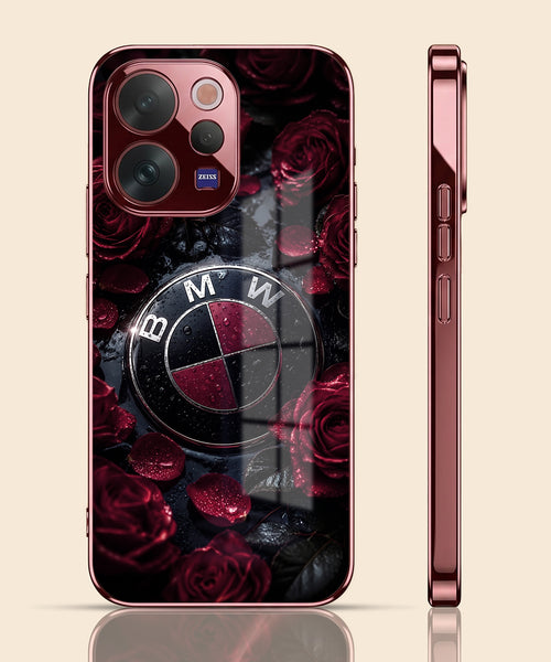 Vivo V70 5G BMW Logo Burgundy Electroplated Glass Back Case