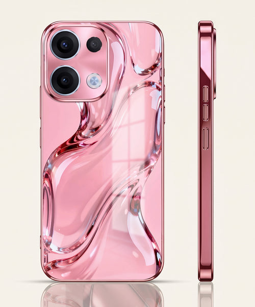 Oppo Reno 13 5G Crystal Wave Energy Pink Electroplated Glass Phone Back Case