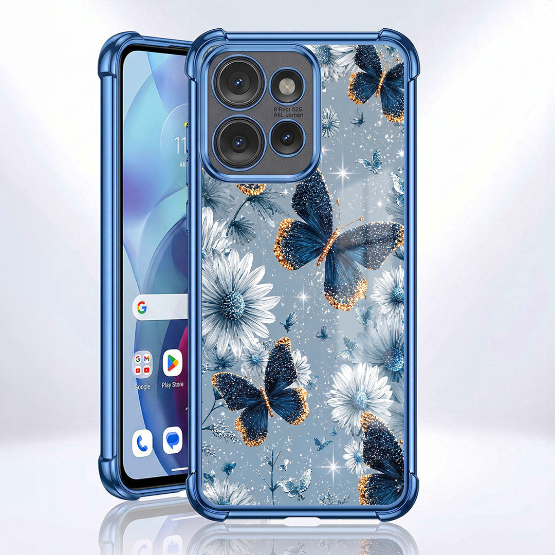 Motorola Edge 50 5G Blue Butterfly Floral Airbags Printed Back Case