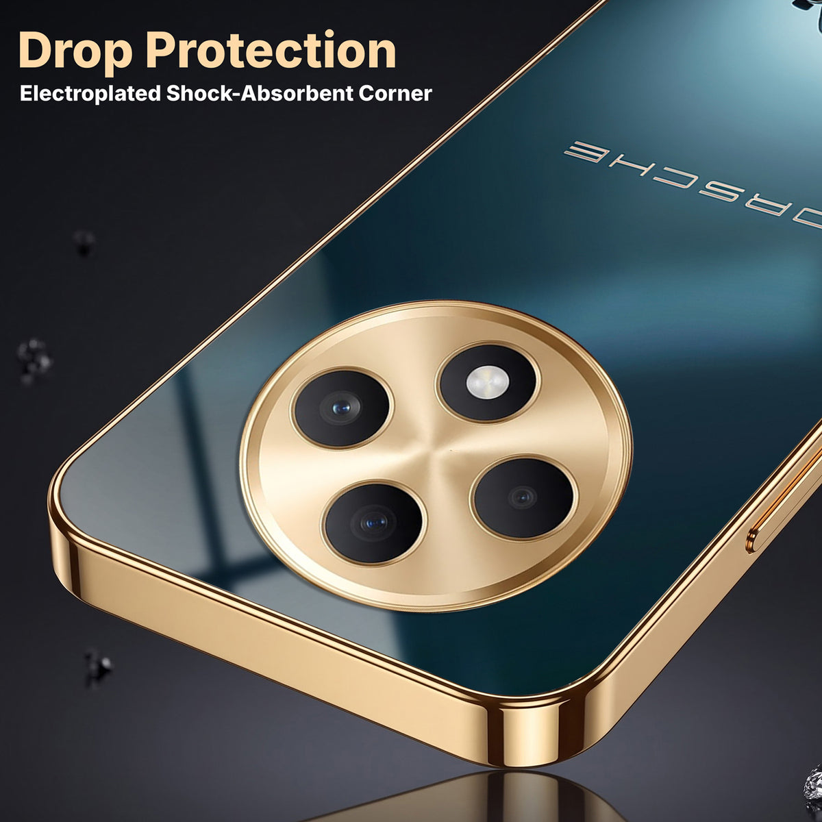Oppo F27 5G Porsche Luxury Gold Electroplated Glass Phone Back Case