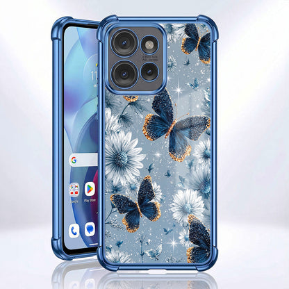 Motorola Edge 50 Neo 5G Blue Butterfly Floral Airbags Printed Back Case