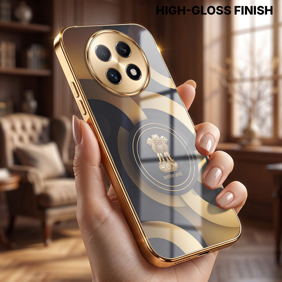 Oppo F29 Pro 5G Royal Emblem Gold Electroplated Glass Phone Back Case