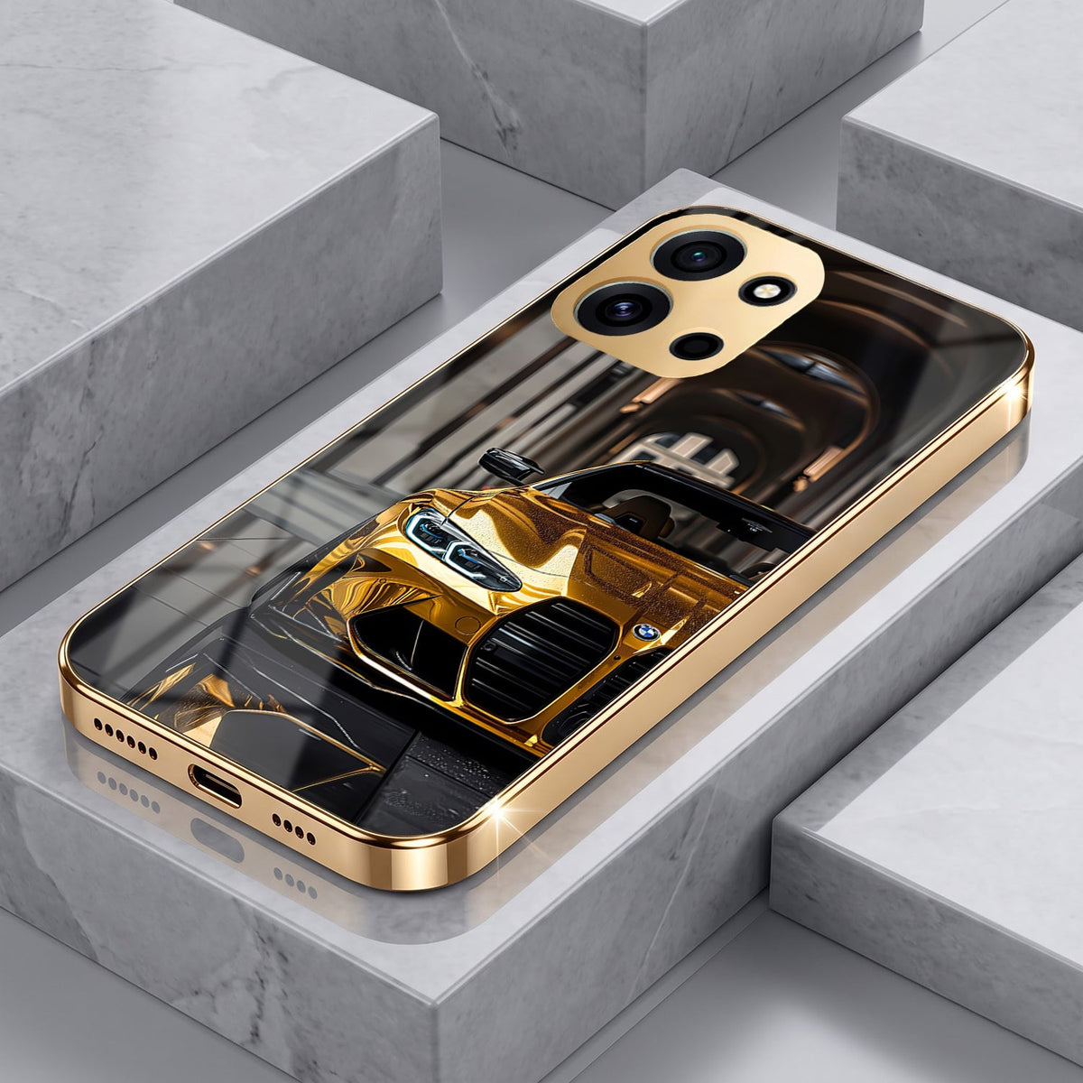OnePlus Nord 6 5G Golden BMW Gold Electroplated Glass Phone Back Case
