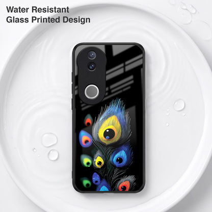 Vivo V50 5G Premium Peacock Feather Acrylic Glass Back Case