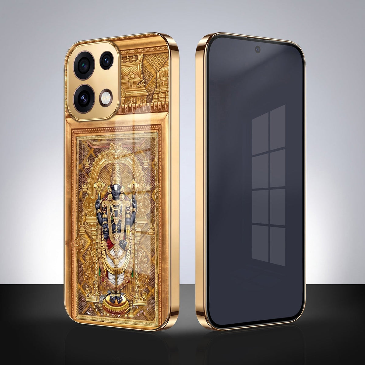 Oppo Reno 16C 5G Premium Heritage Gold Electroplated Glass Phone Back Case