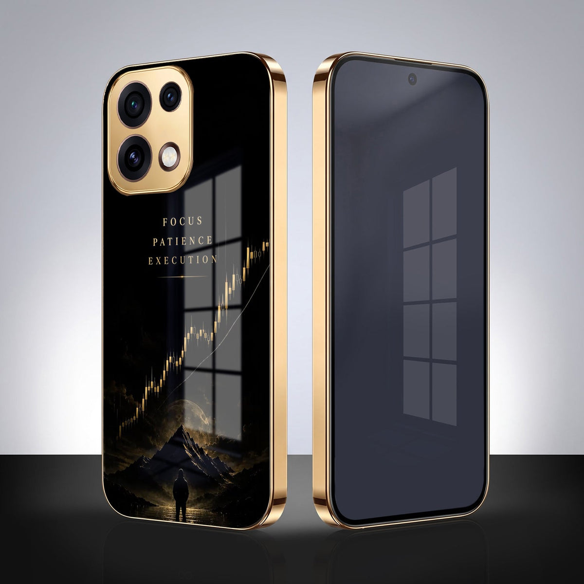Oppo Reno 16C 5G Focus Gold Electroplated Glass Phone Back Case