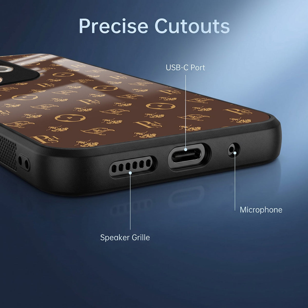 Oppo A5 Pro 5G Luxury Monogram Brown Acrylic Glass Back Case