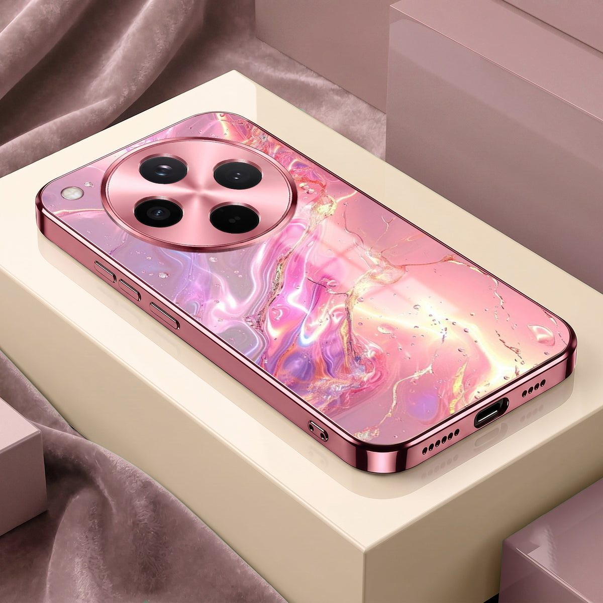 Oppo Find X8 5G Pearl Aurora Pink Electroplated Glass Phone Back Case