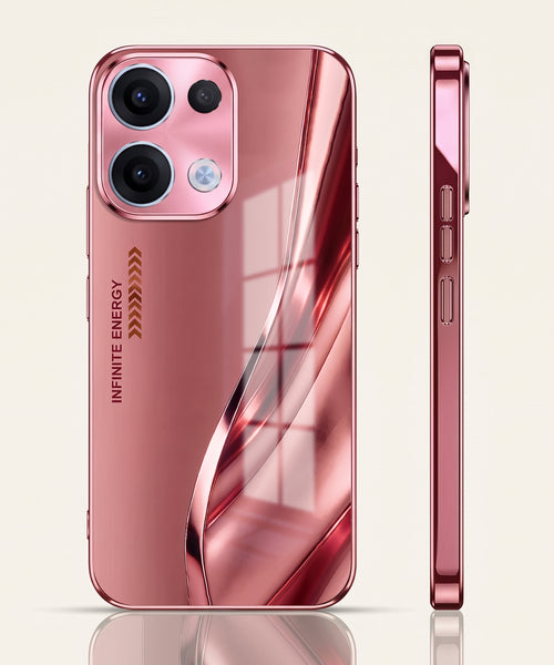 Oppo Reno 13 5G Luxury Infinity Energy Pink Electroplated Glass Phone Back Case