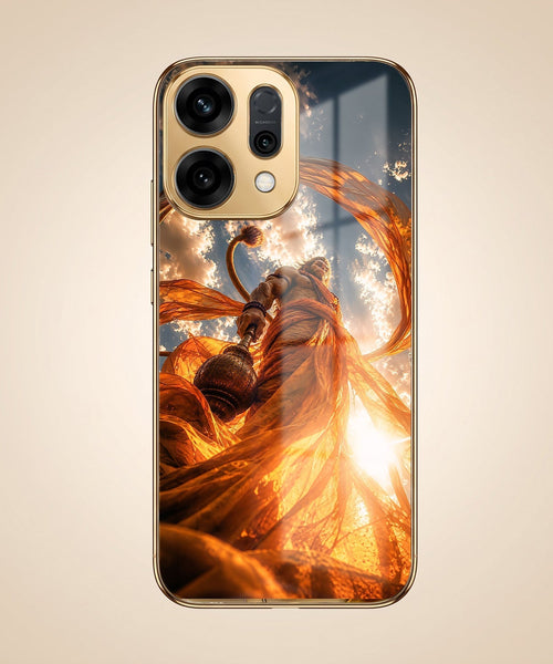 Oppo Reno 14 5G Divine Hanuman Gold Electroplated Glass Phone Back Case