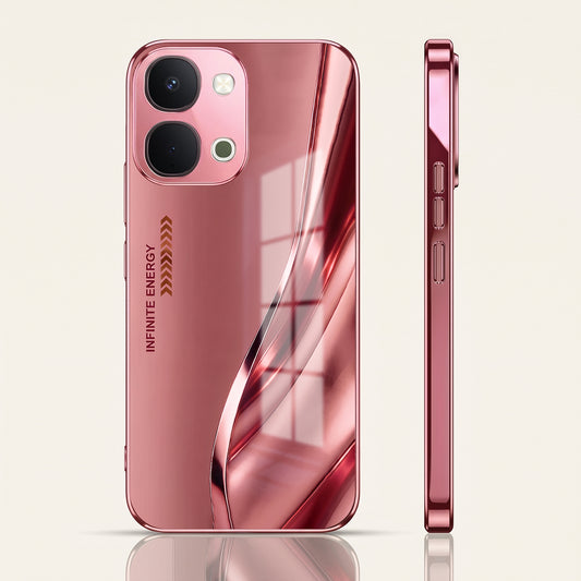 Vivo T5x 5G Luxury Infinity Energy Pink Electroplated Glass Phone Back Case