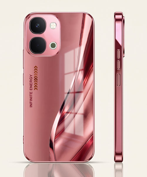 Vivo T5x 5G Luxury Infinity Energy Pink Electroplated Glass Phone Back Case