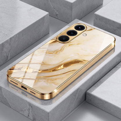 Samsung Galaxy A36 5G Marvel Texture Gold Electroplated Glass Phone Back Case