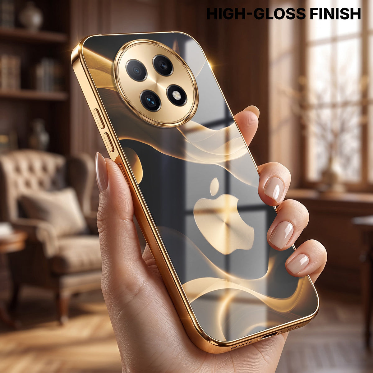Oppo F29 Pro 5G Luxury Wave Gold Electroplated Glass Phone Back Case
