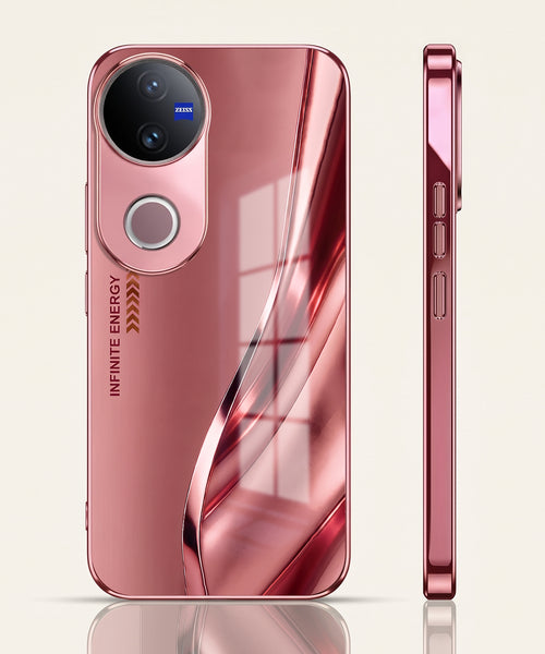 Vivo V50 5G Luxury Infinity Energy Pink Electroplated Glass Phone Back Case