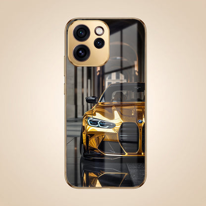 Oppo Reno 15 Pro Mini 5G Golden BMW Gold Electroplated Glass Phone Back Case