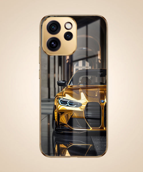 Oppo Reno 15 Pro Mini 5G Golden BMW Gold Electroplated Glass Phone Back Case