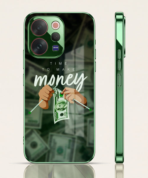 Vivo V70 5G Make Money Green Electroplated Glass Back Case