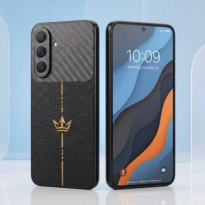 Samsung Galaxy A57 5G Royal Stripe Carbon Fiber Leather Hybrid Back Case