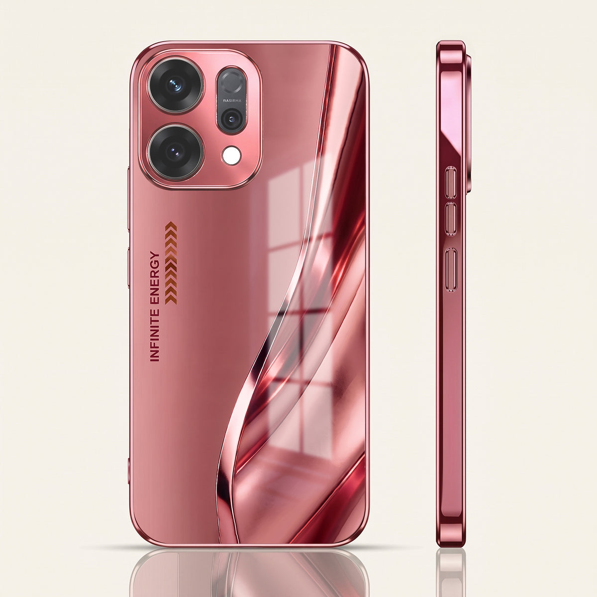 Oppo Reno 14 5G Luxury Infinity Energy Pink Electroplated Glass Phone Back Case