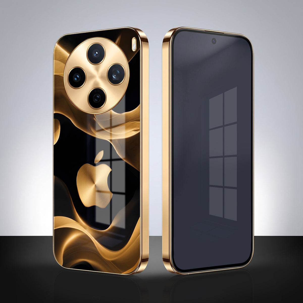 Vivo X200T 5G Luxury Wave Gold Electroplated Glass Phone Back Case