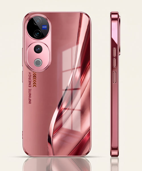 Vivo V40 Pro 5G Luxury Infinity Energy Pink Electroplated Glass Phone Back Case